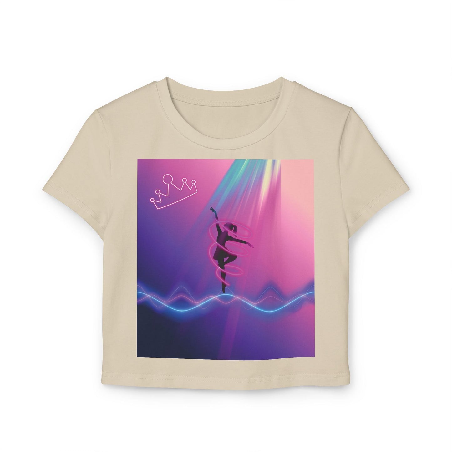 Neon Aerialist Dancer Crop Tee | Pink Purple Vaporwave Printify