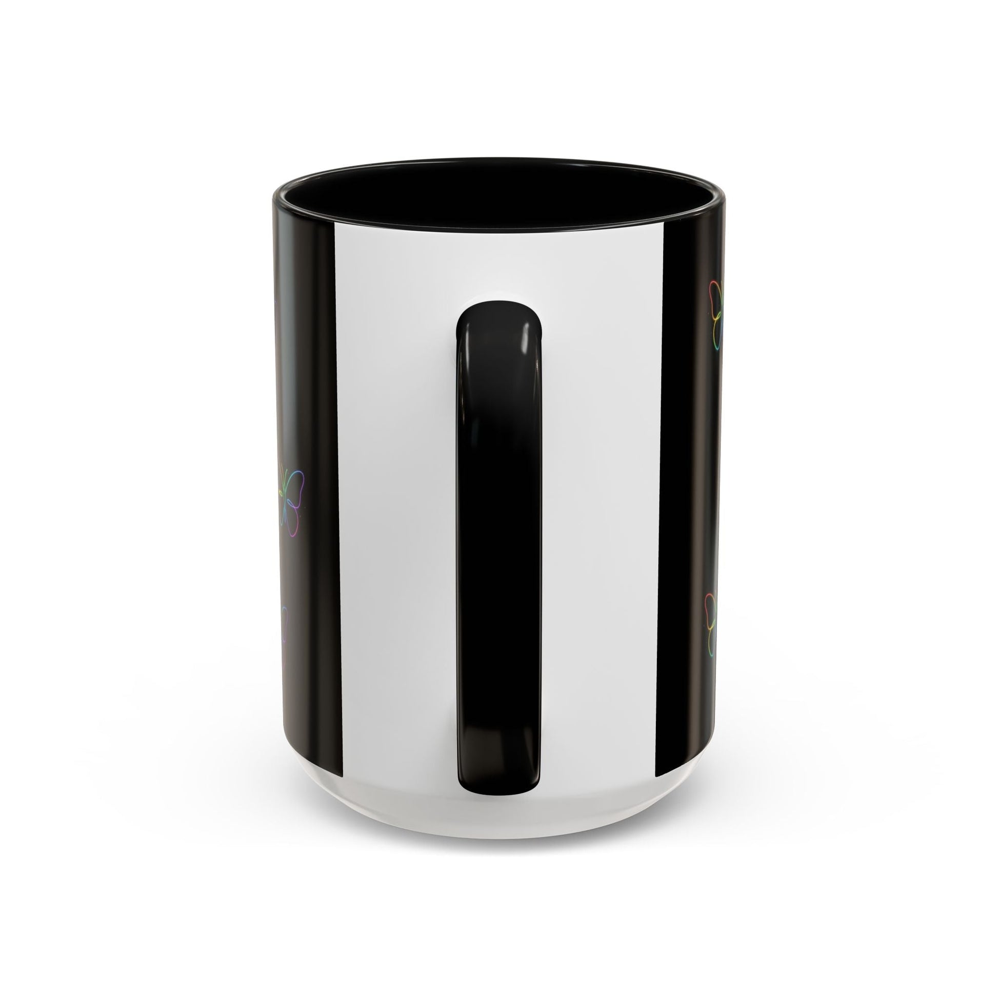 Rainbow Neon Butterfly Mug | Black Accent Coffee Mug Printify