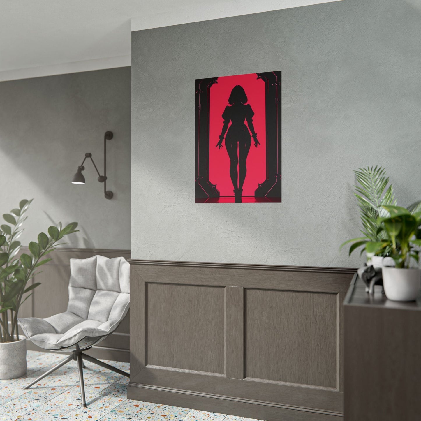 Rolled Poster — Cyber Noir Female Silhouette Art Print Printify