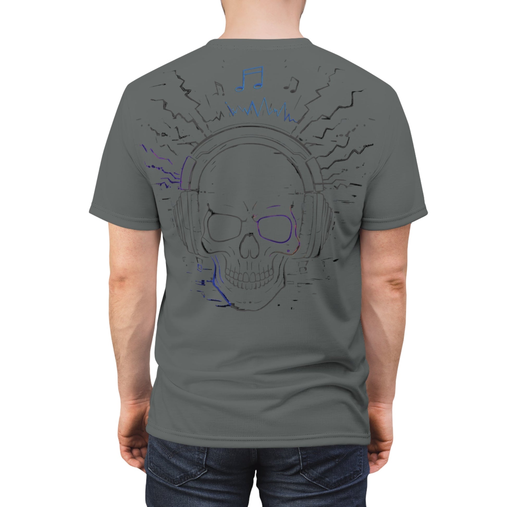 Skull Graphic Tee, Subtle Dark Grey Chest Print Printify