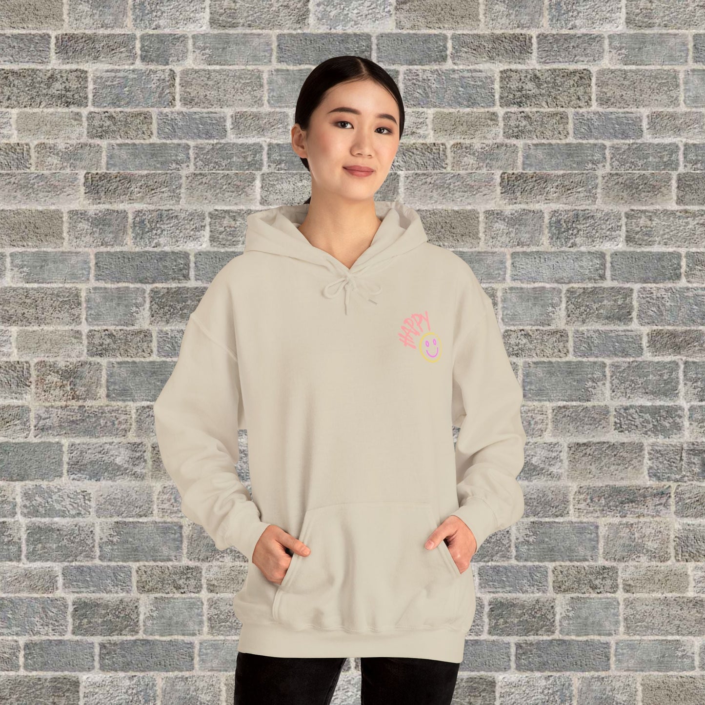 Neon Smiley Face Collage Hoodie Printify