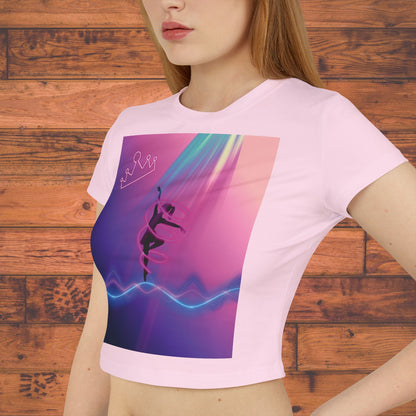 Neon Aerialist Dancer Crop Tee | Pink Purple Vaporwave Printify