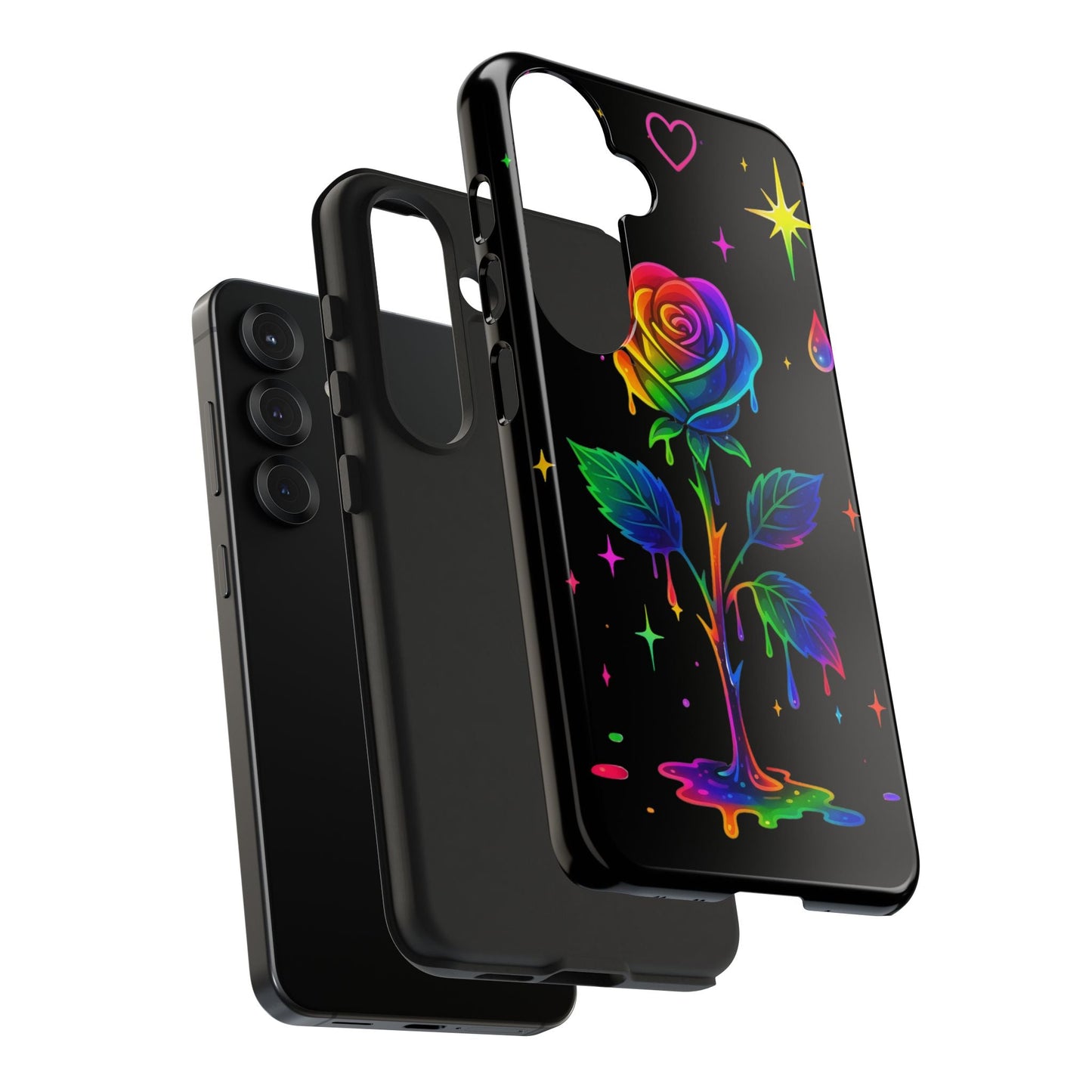 Rainbow Dripping Rose Phone Case | Tough Phone Cases Printify