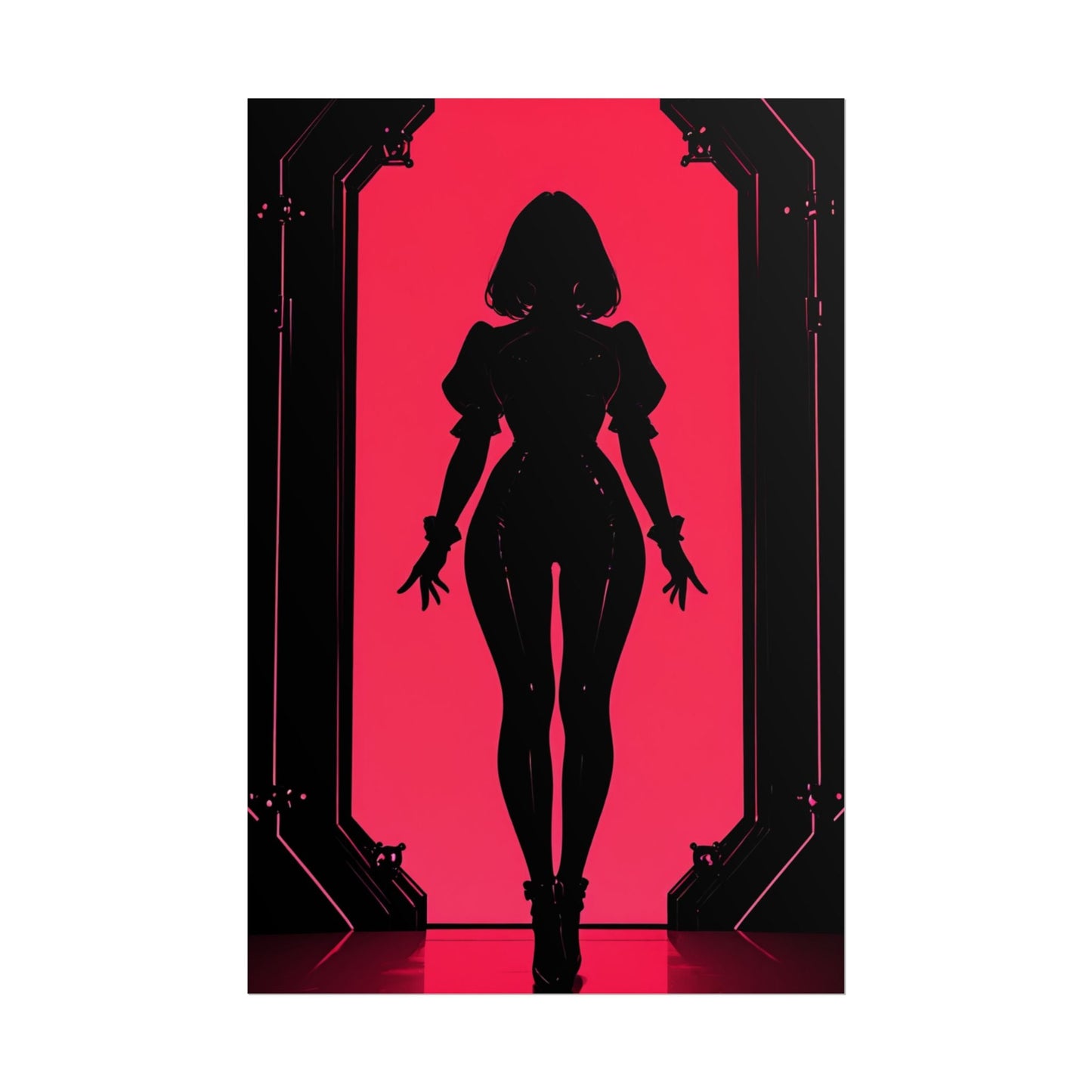 Rolled Poster — Cyber Noir Female Silhouette Art Print Printify
