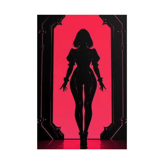 Rolled Poster — Cyber Noir Female Silhouette Art Print Printify