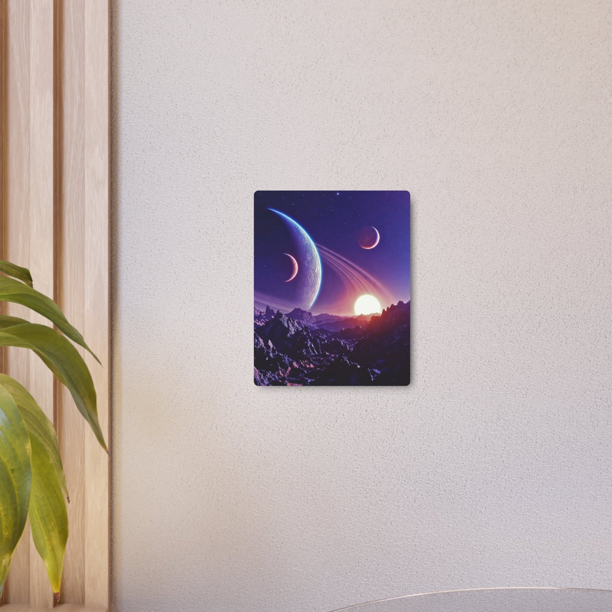 Cosmic Planet Sunset Metal Art Sign | Space Landscape Wall Decor Printify