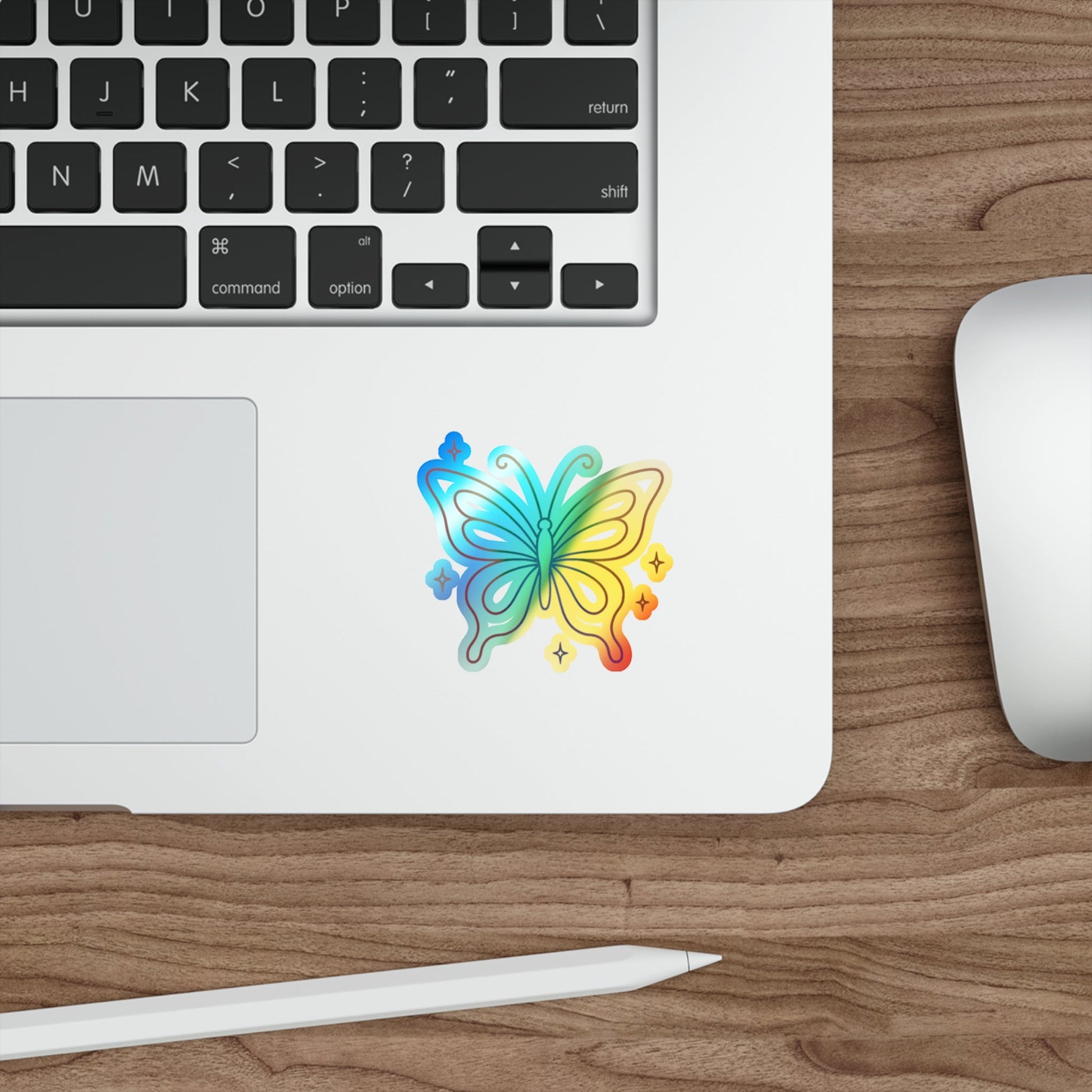 Holographic Butterfly Die-Cut Sticker, Rainbow Shimmer Printify