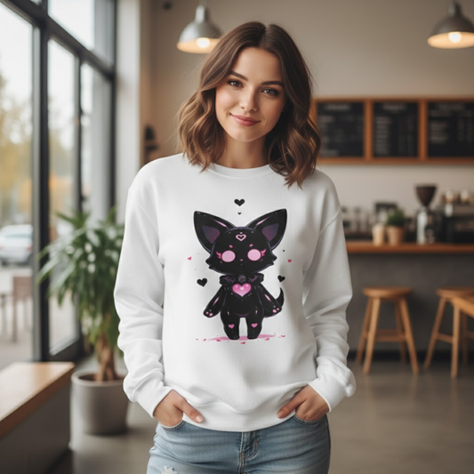 Cute Kawaii Black Cat Sweatshirt Graphic Crewneck Printify