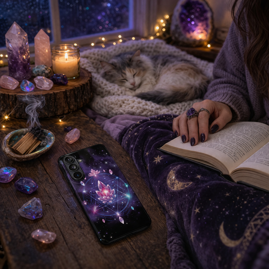 Mystic Crystal Lotus Galaxy S26 Phone Case