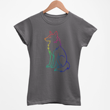 Rainbow Line Art Wolf T-Shirt