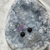 Amethyst + Black Tourmaline Earrings