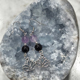 Amethyst + Black Tourmaline Earrings