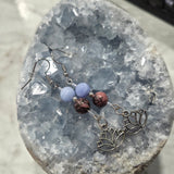 Blue Lace Agate + Rhodonite Earrings
