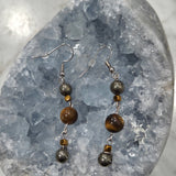 Pyrite + Tiger Eye Earrings