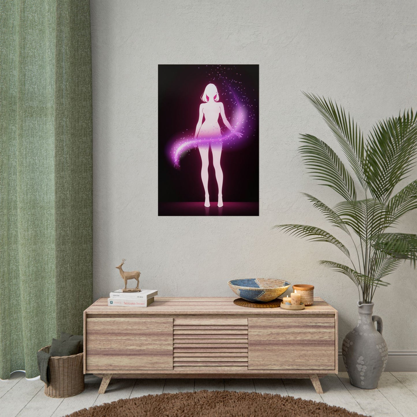 Magic Aura Poster — Pink Silhouette Fantasy Wall Art (Rolled Poster) Printify