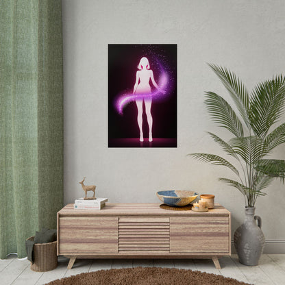 Magic Aura Poster — Pink Silhouette Fantasy Wall Art (Rolled Poster) Printify