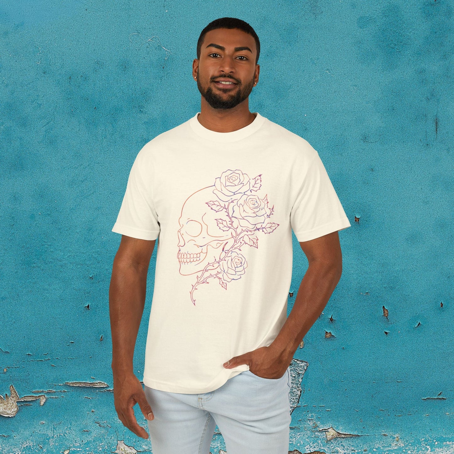 Skull & Roses Graphic Tee/ Gothic Floral Skull T‑Shirt Printify