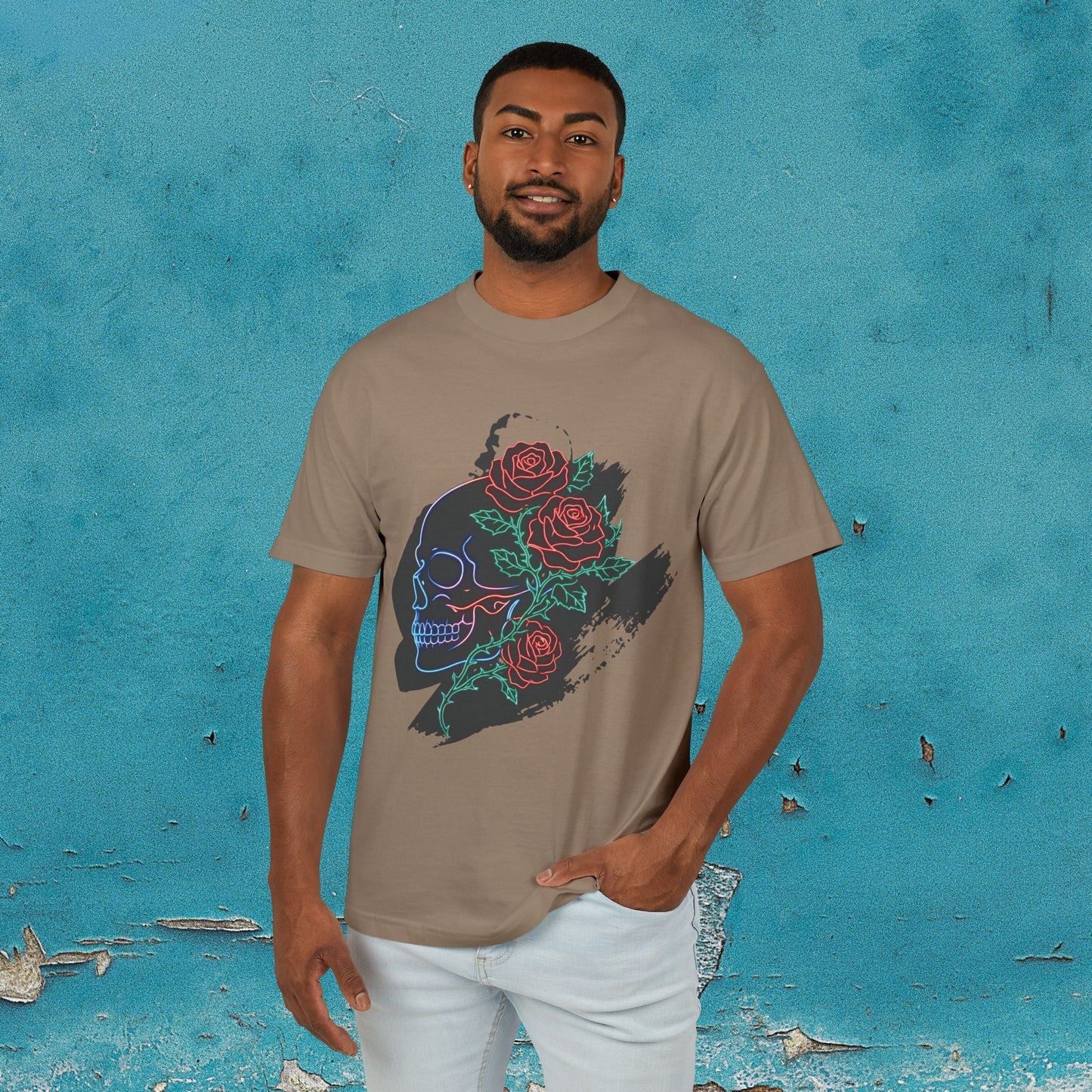 Skull & Roses Graphic Tee/ Gothic Floral Skull T‑Shirt Printify