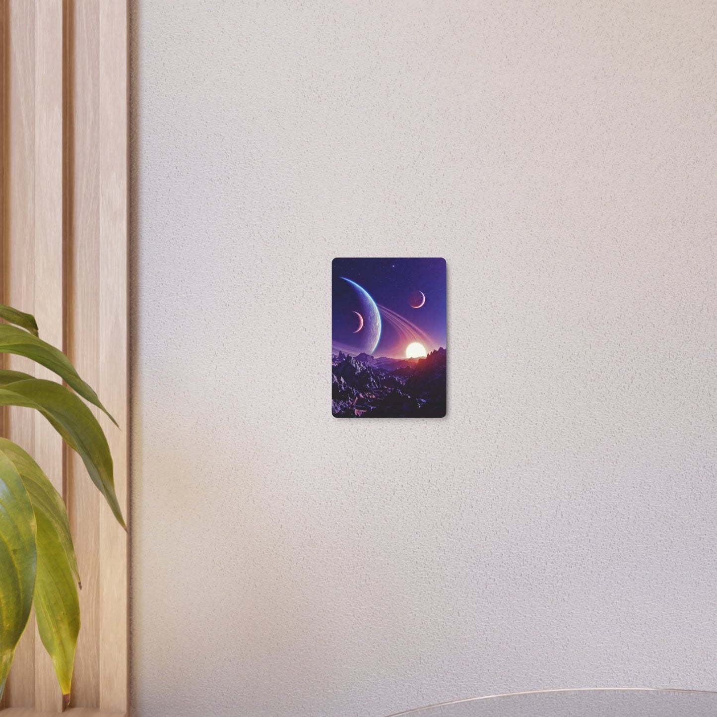 Cosmic Planet Sunset Metal Art Sign | Space Landscape Wall Decor Printify