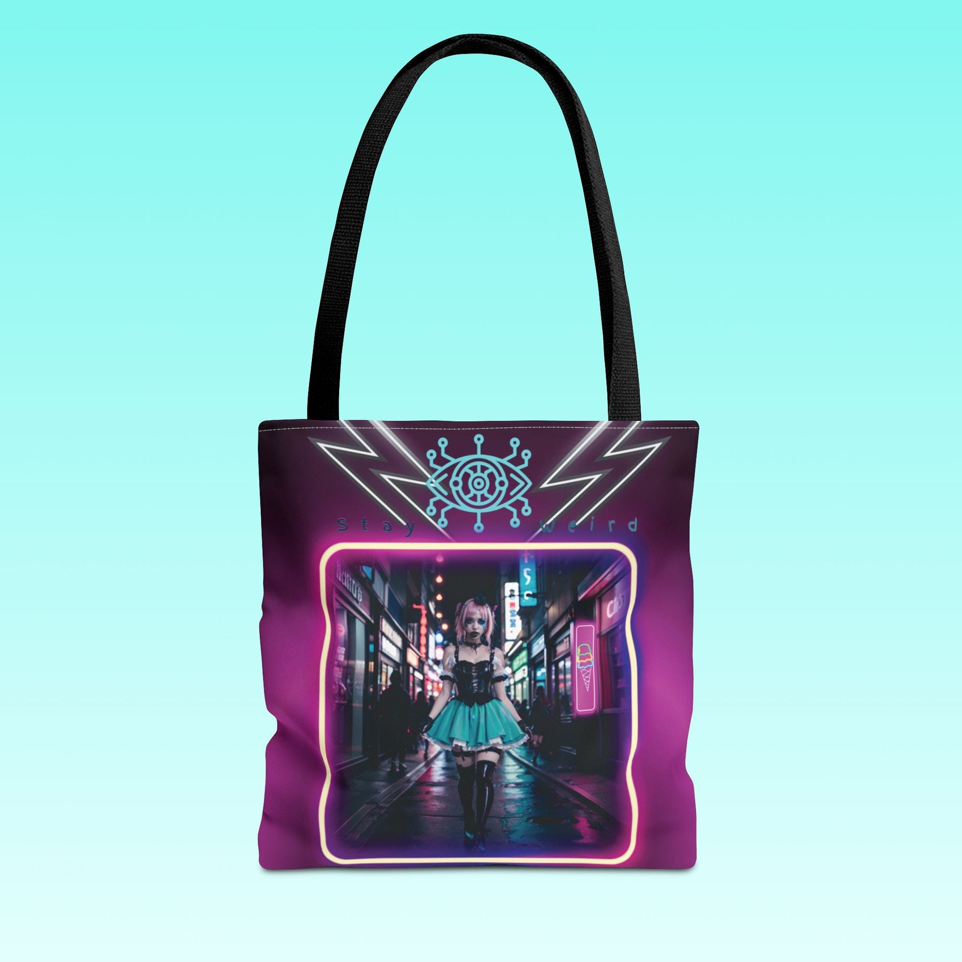 Neon Cyberpunk Girl Tote Bag Printify
