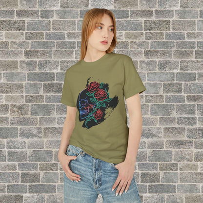Skull & Roses Graphic Tee/ Gothic Floral Skull T‑Shirt Printify