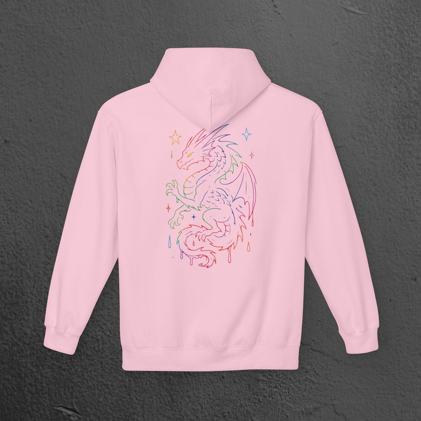 Neon Line Art, Rainbow Dragon Hoodie Printify