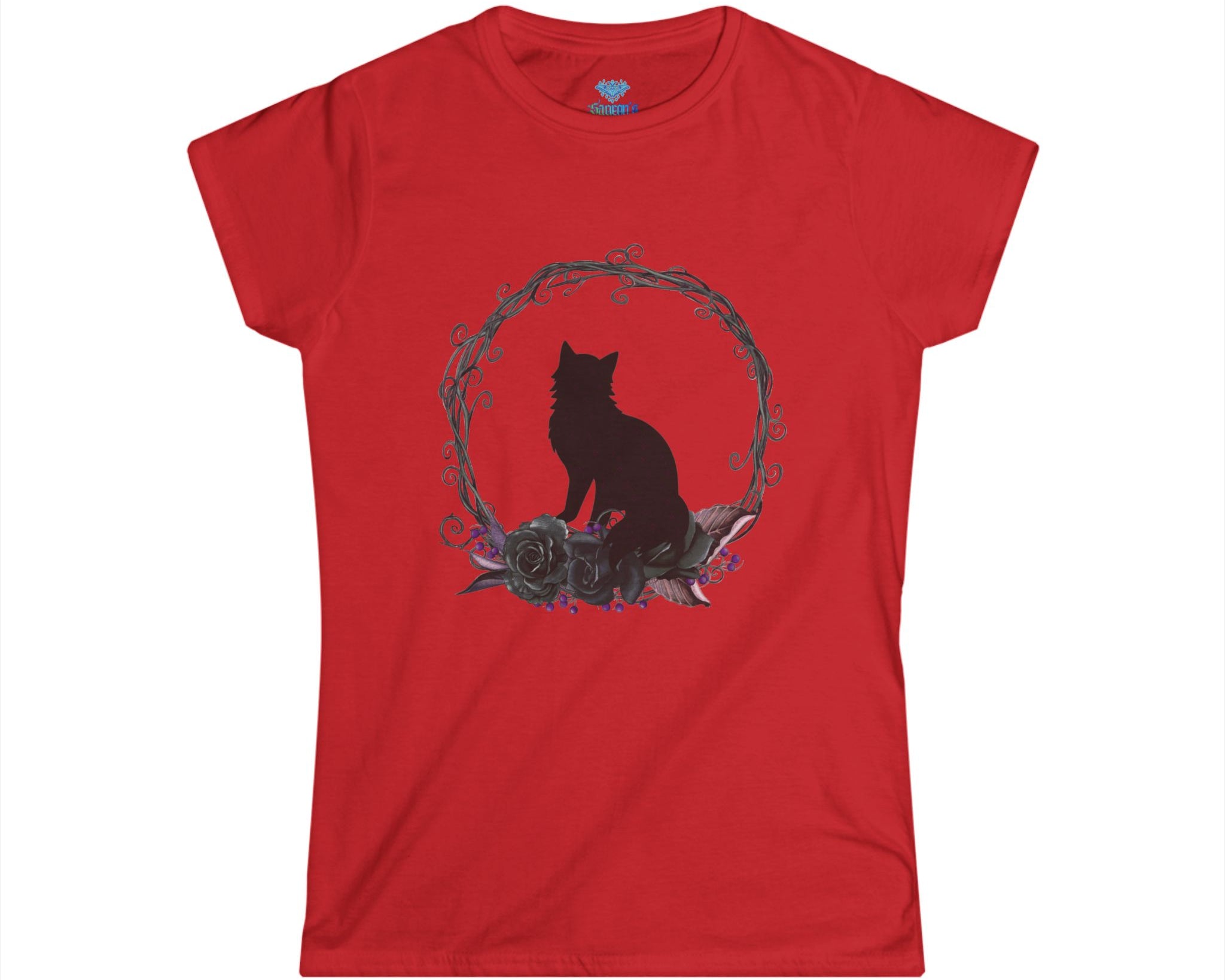 Floral Portal Black Cat Short Sleeve Women's Tee