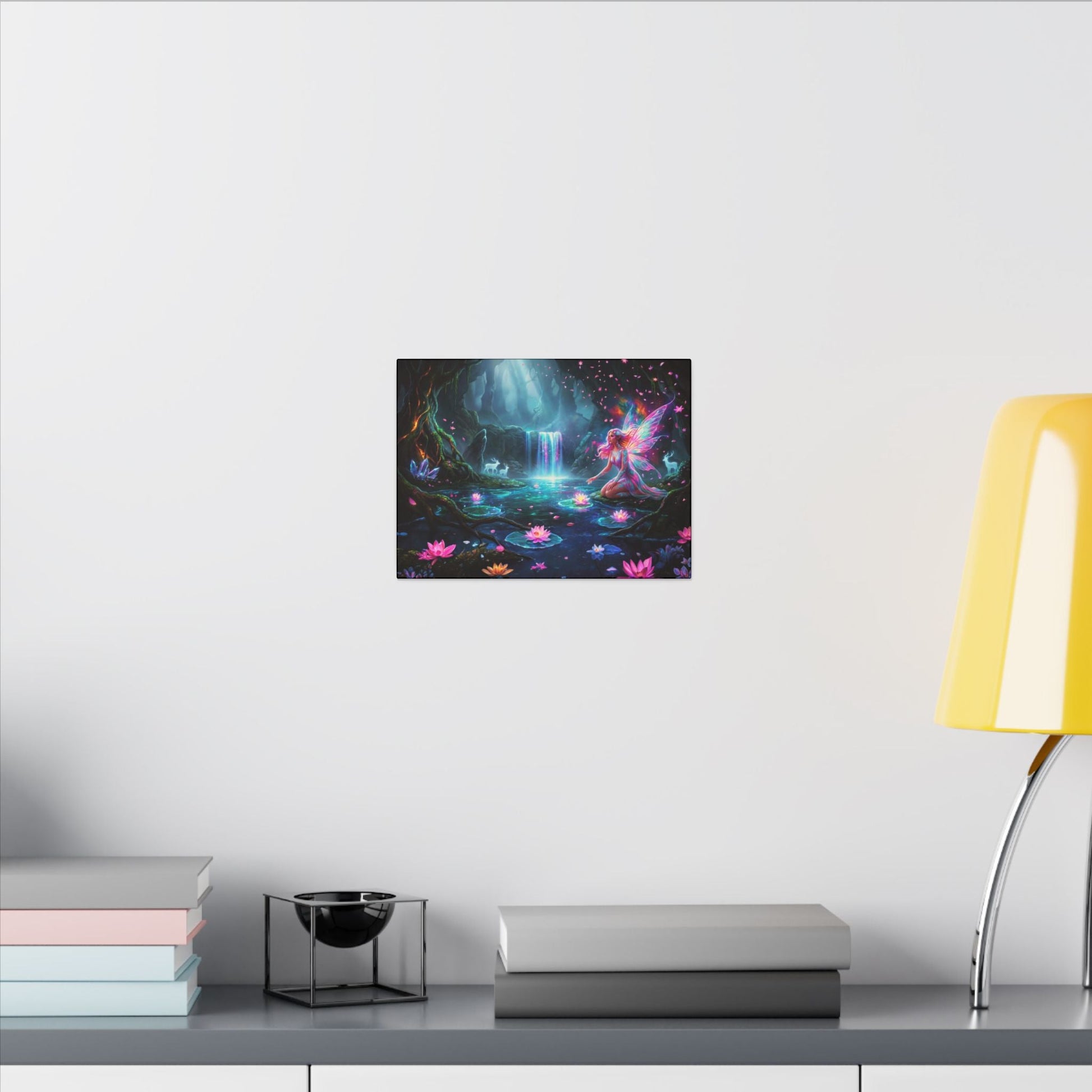 Moonlit Fairy Waterfall Matte Canvas Wall Art Printify