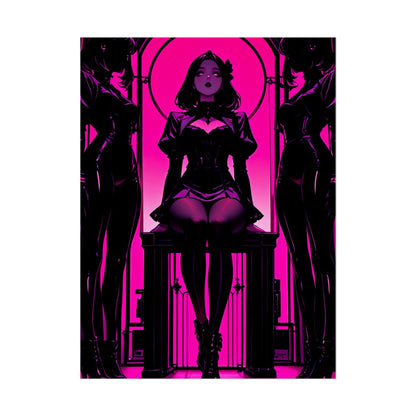 Neon Noir Femme Fatale Poster — Pink Gothic Art Print (Rolled Poster) Printify
