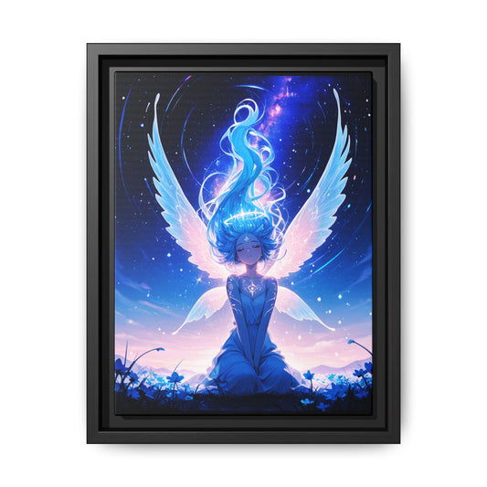 Blue Angel Fantasy Artwork framed canvas | Matte Canvas Printify