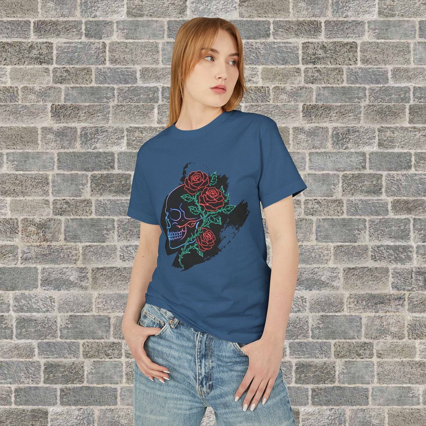 Skull & Roses Graphic Tee/ Gothic Floral Skull T‑Shirt Printify