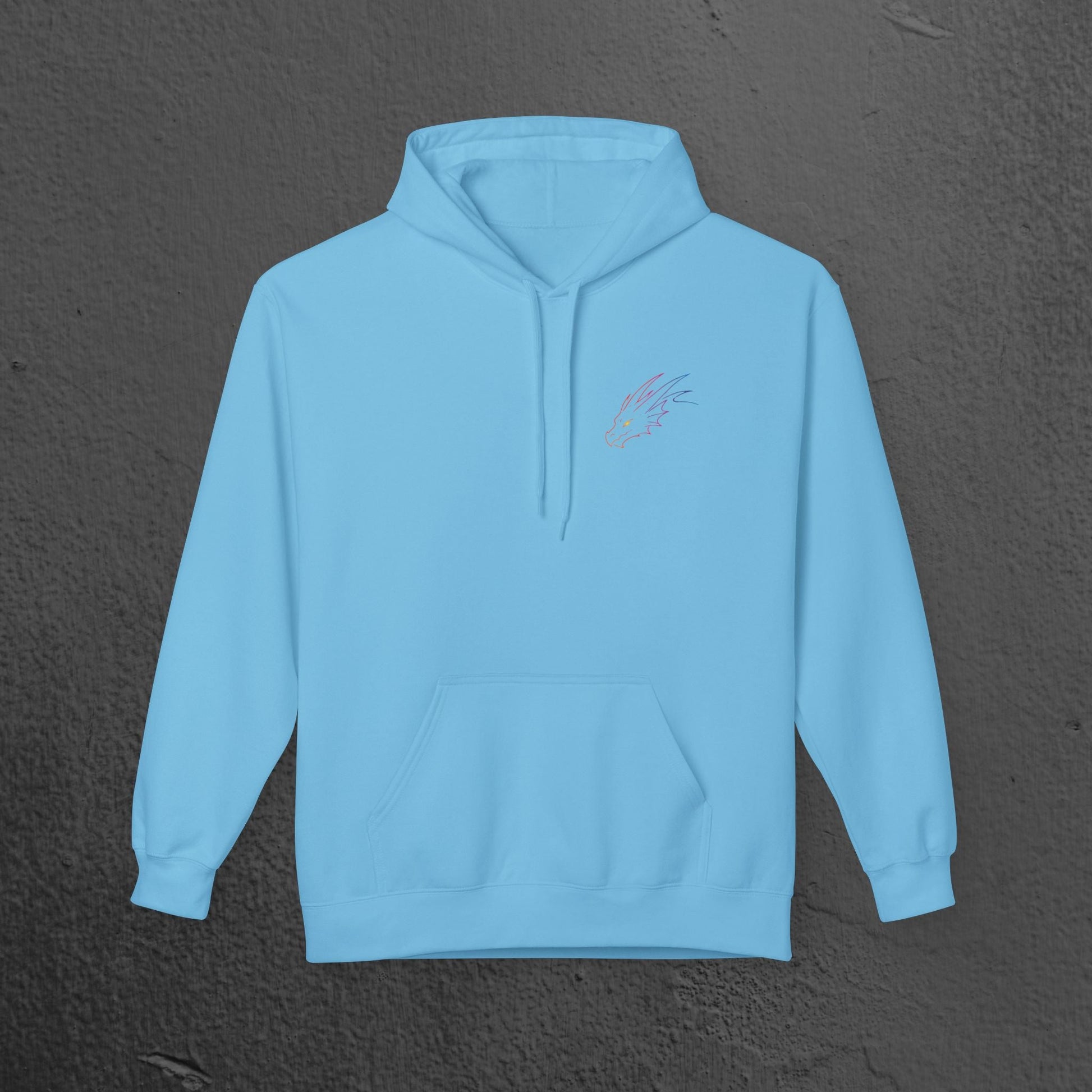 Neon Line Art, Rainbow Dragon Hoodie Printify