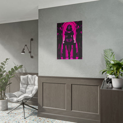 Neon Noir Femme Fatale Poster — Pink Gothic Art Print (Rolled Poster) Printify