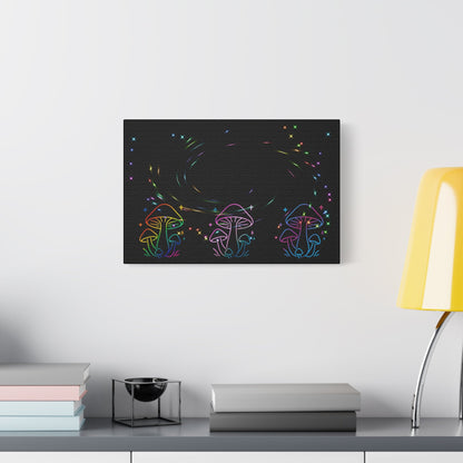 Psychedelic Neon Mushrooms Canvas Print Printify