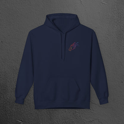 Neon Line Art, Rainbow Dragon Hoodie Printify