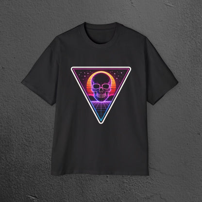 Retro Vaporwave Skull Tee/ Neon Triangle 80s Aesthetic Oversized Shirt Printify