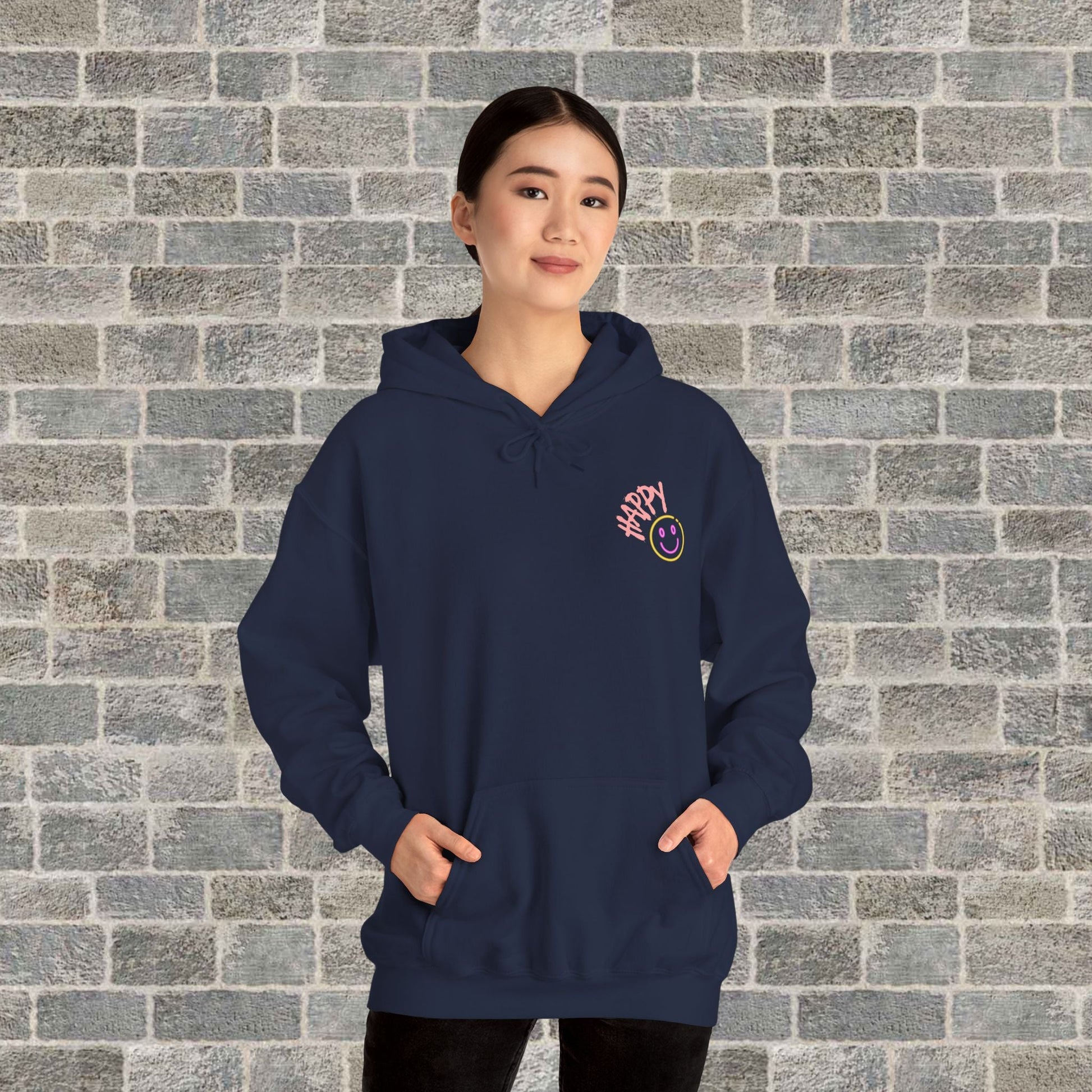 Neon Smiley Face Collage Hoodie Printify