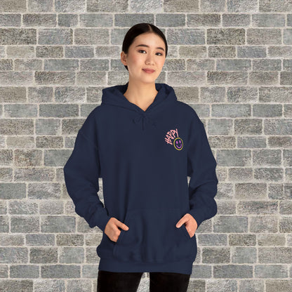 Neon Smiley Face Collage Hoodie Printify