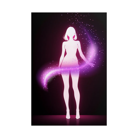 Magic Aura Poster — Pink Silhouette Fantasy Wall Art (Rolled Poster) Printify