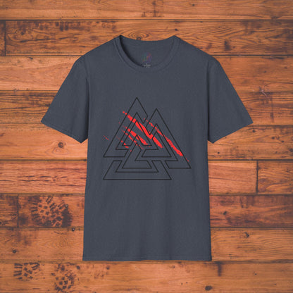 Valknut Rune T-Shirt, Distressed Norse Symbol Tee Printify