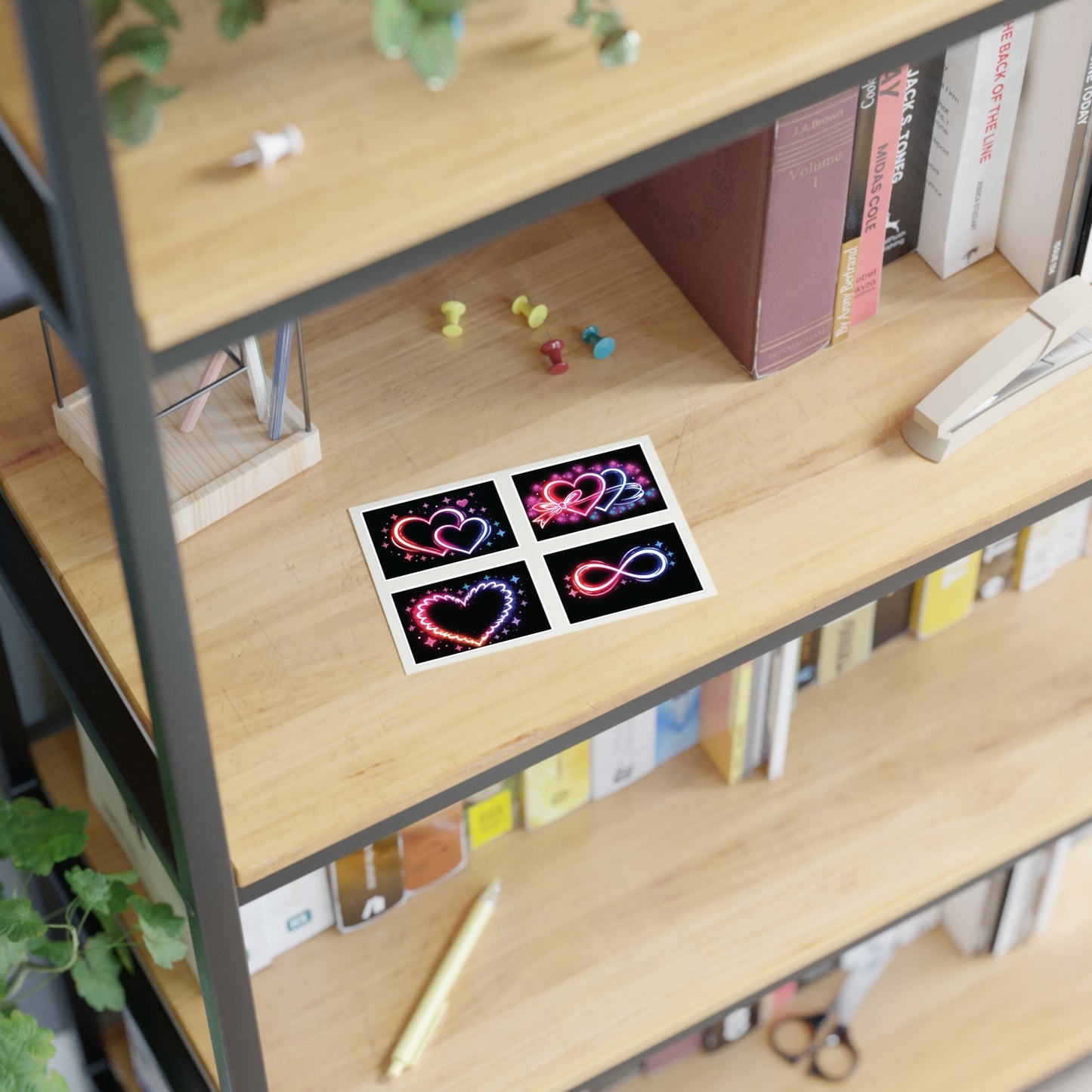 Neon Hearts Sticker Sheet Printify