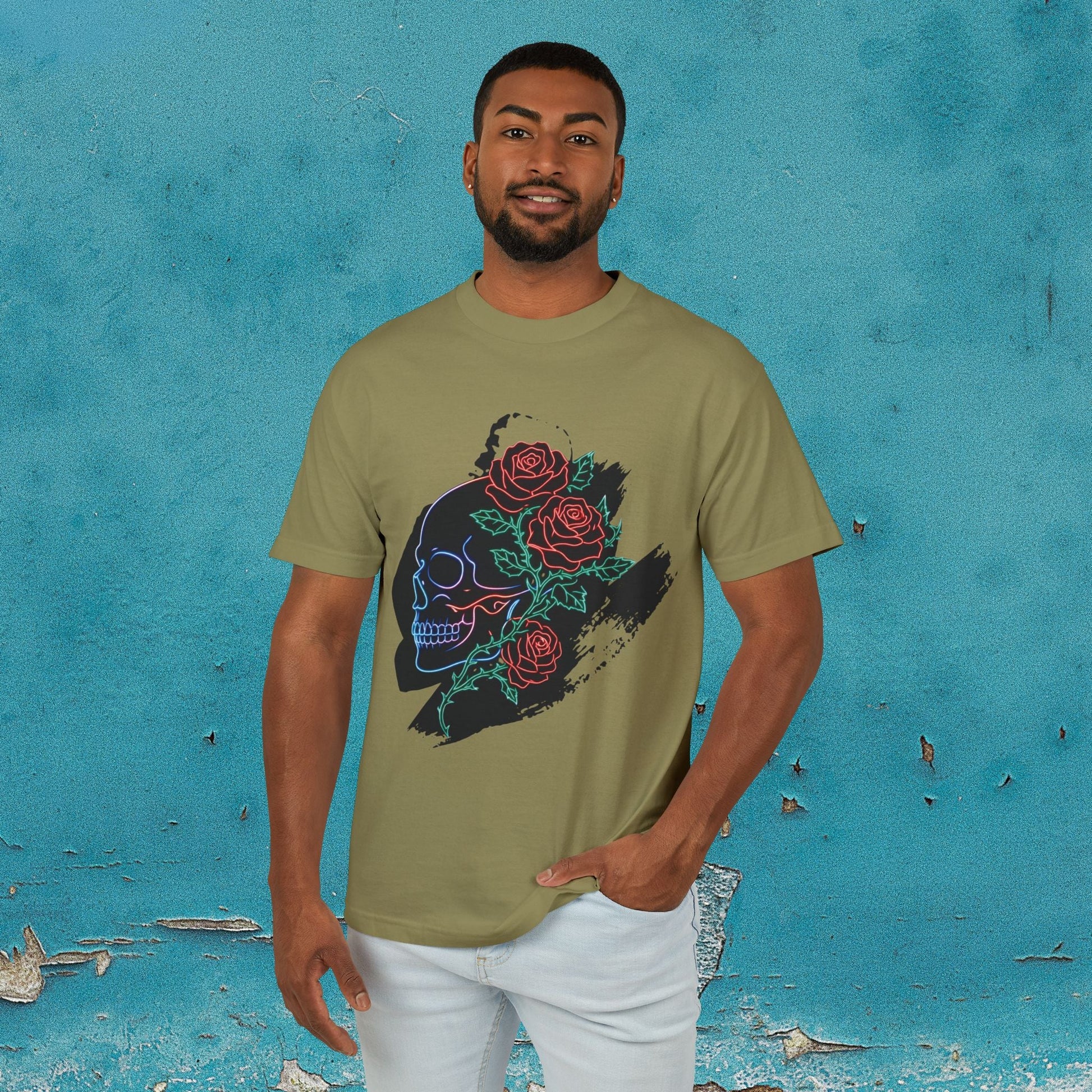 Skull & Roses Graphic Tee/ Gothic Floral Skull T‑Shirt Printify