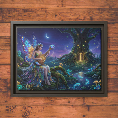 Fairy Musician Painting, Matte Canvas Framed Fantasy Wall Art Printify