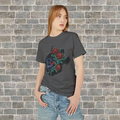 Skull & Roses Graphic Tee/ Gothic Floral Skull T‑Shirt Printify