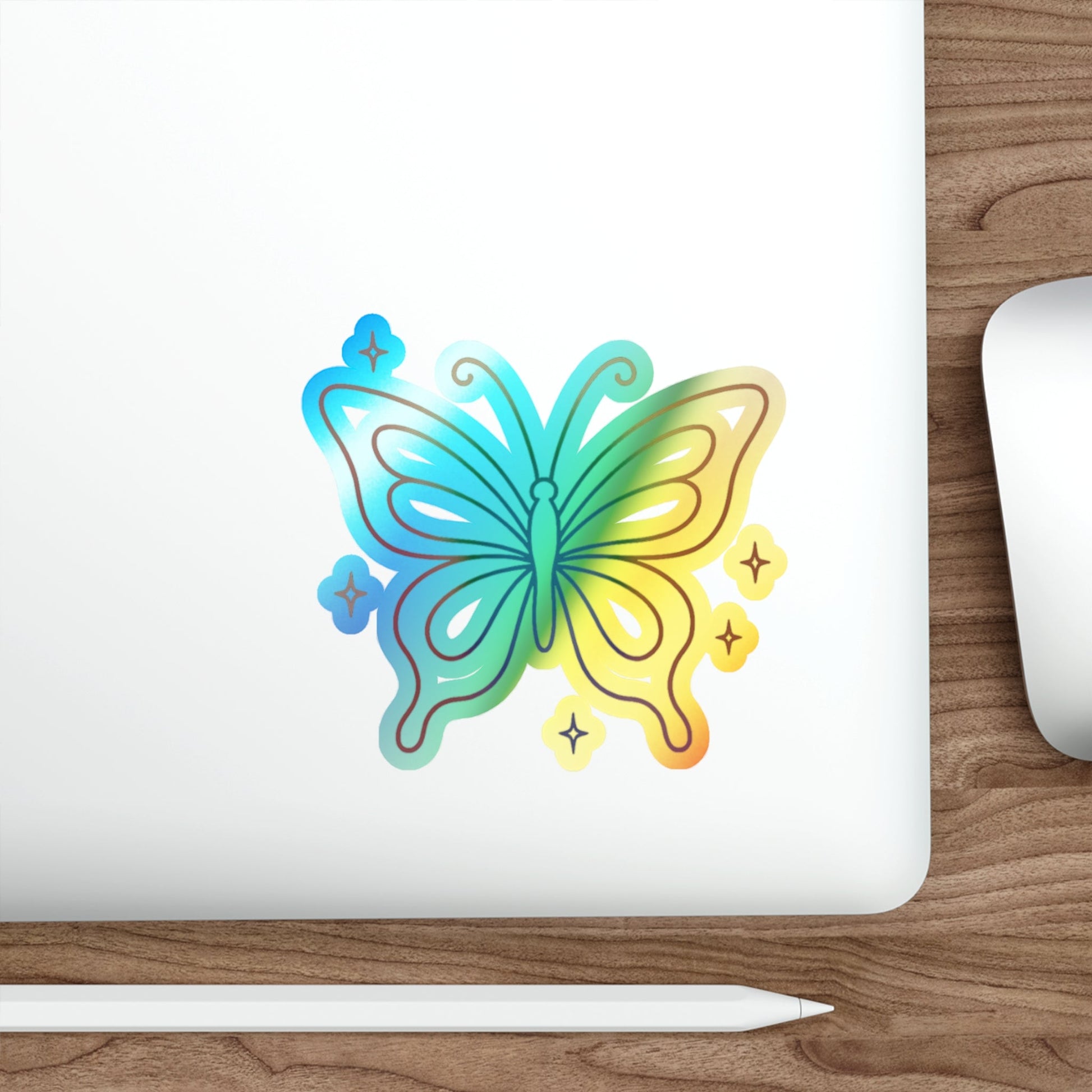Holographic Butterfly Die-Cut Sticker, Rainbow Shimmer Printify