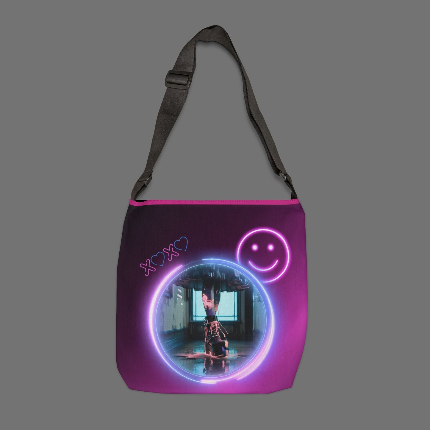 Neon Smiley Face Tote Bag Printify