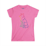 Rainbow Line Art Wolf T-Shirt