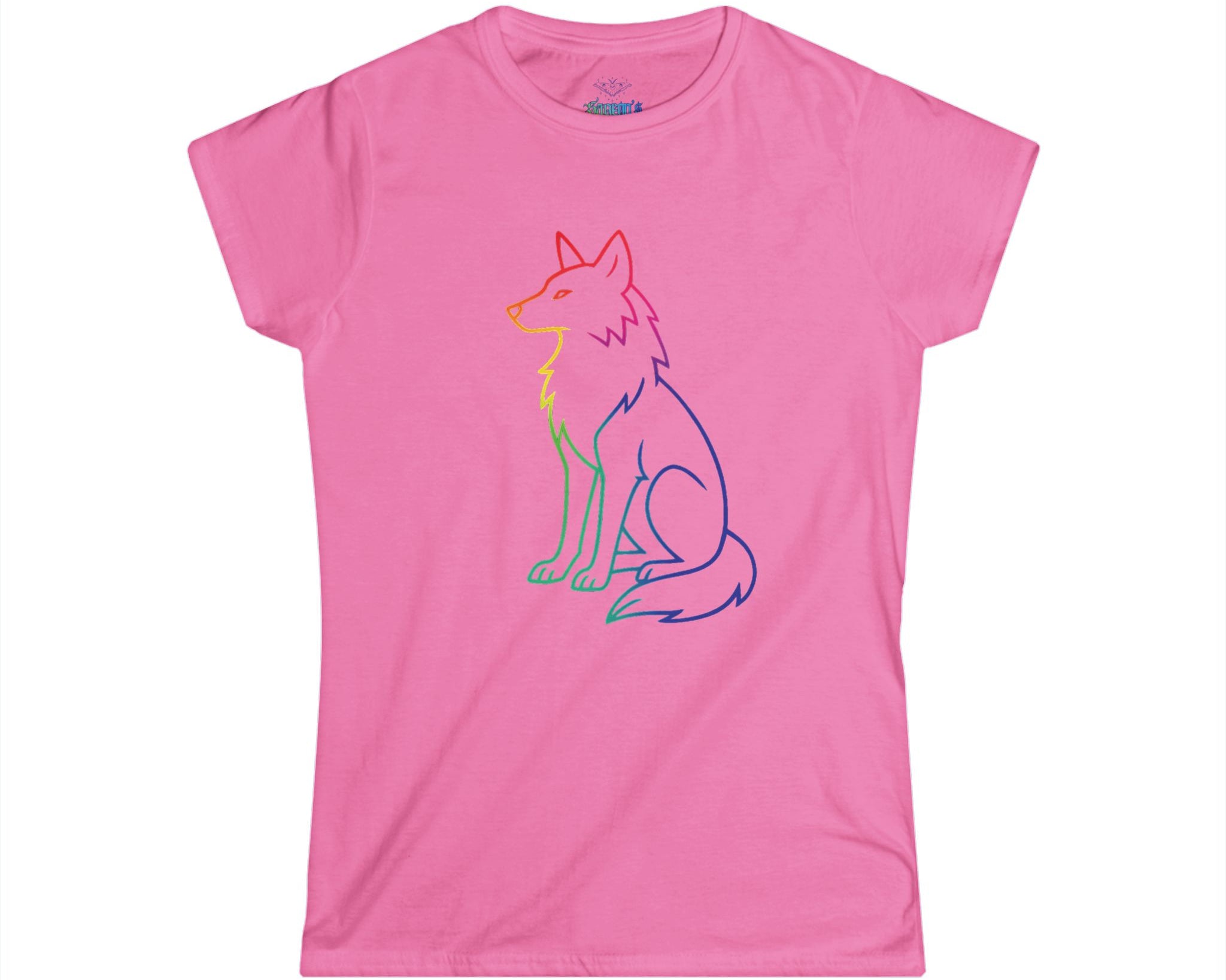 Rainbow Line Art Wolf T-Shirt