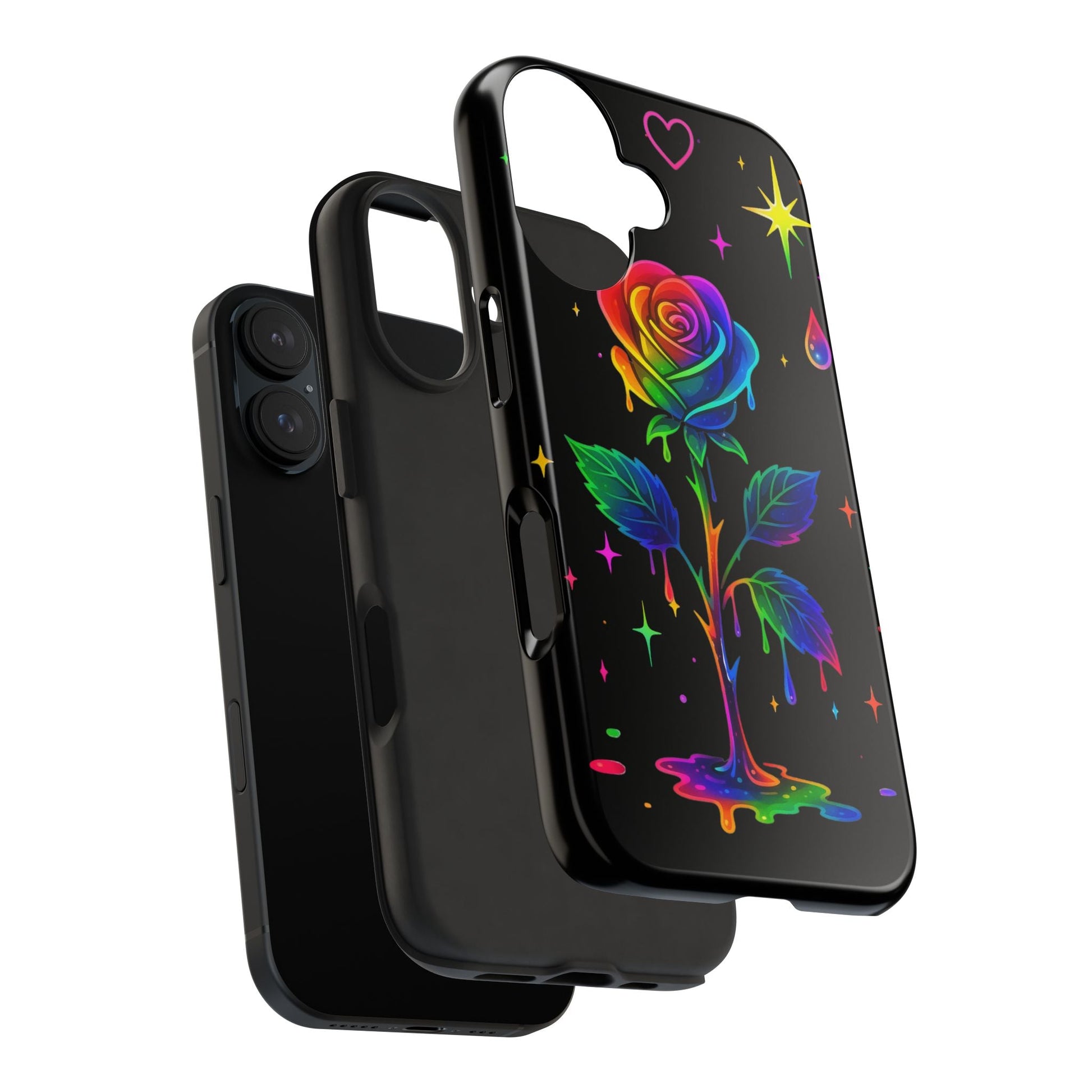 Rainbow Dripping Rose Phone Case | Tough Phone Cases Printify