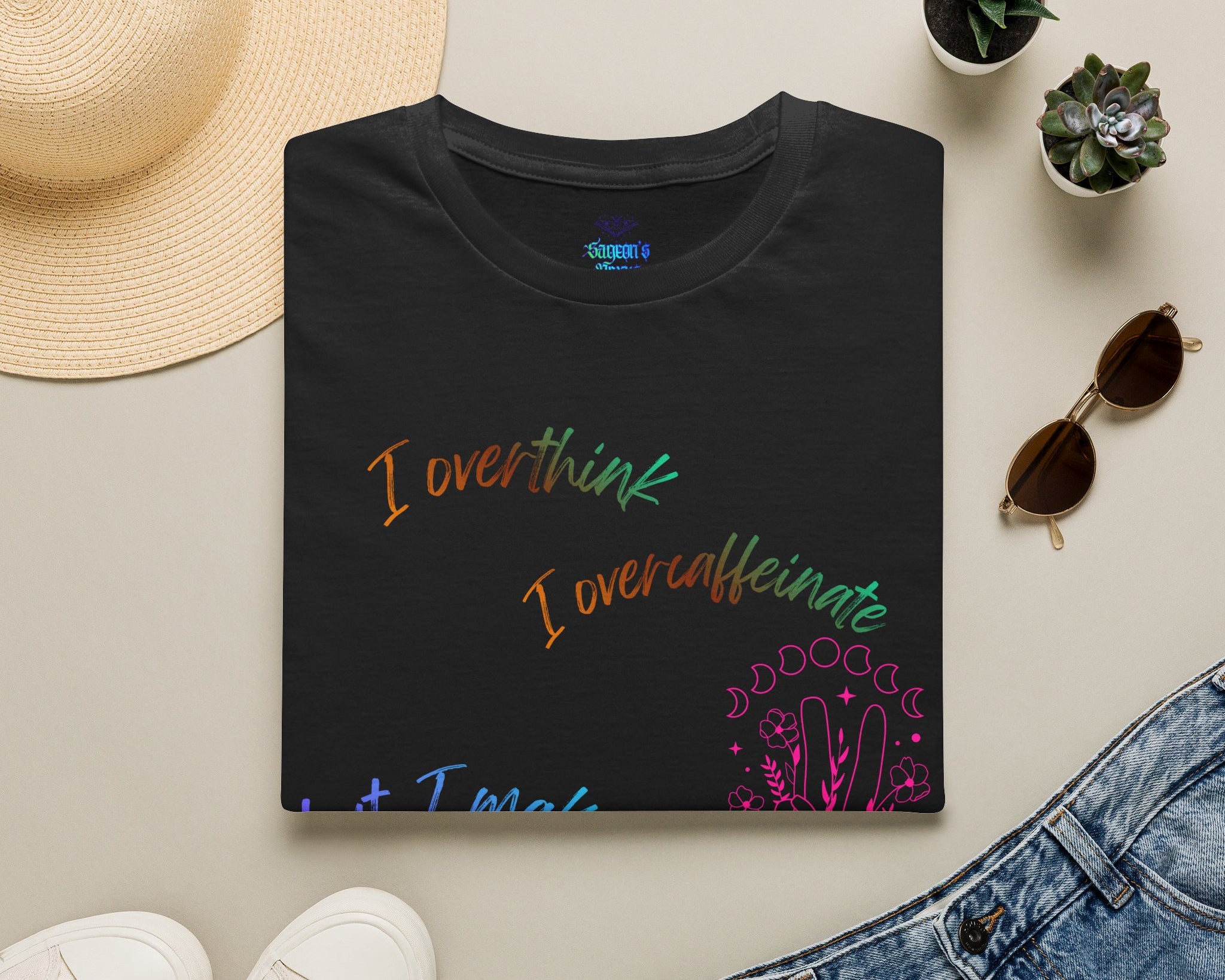 Whimsical Tee “I overthink, I overcaffeinate”